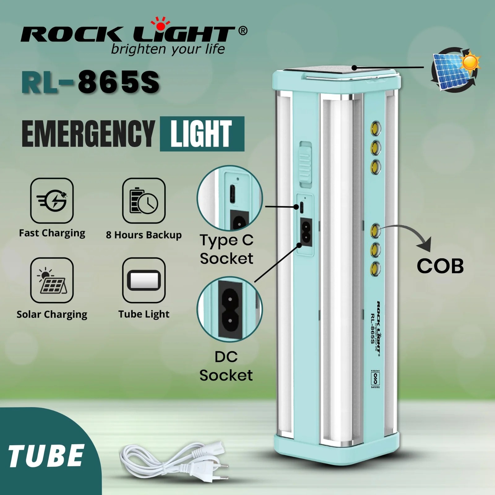 Rock Light RL-865S Solar Rechargeable LED Emergency Light