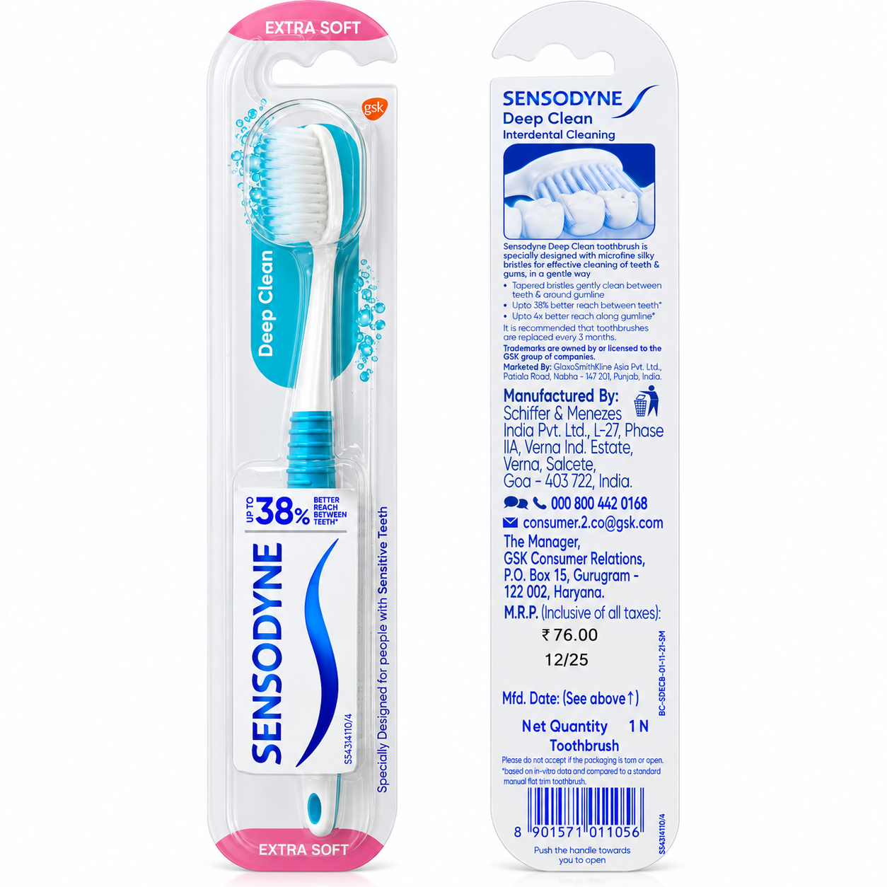 Sensodyne Deep Clean Toothbrush – Extra Soft, Interdental Cleaning, 1 N